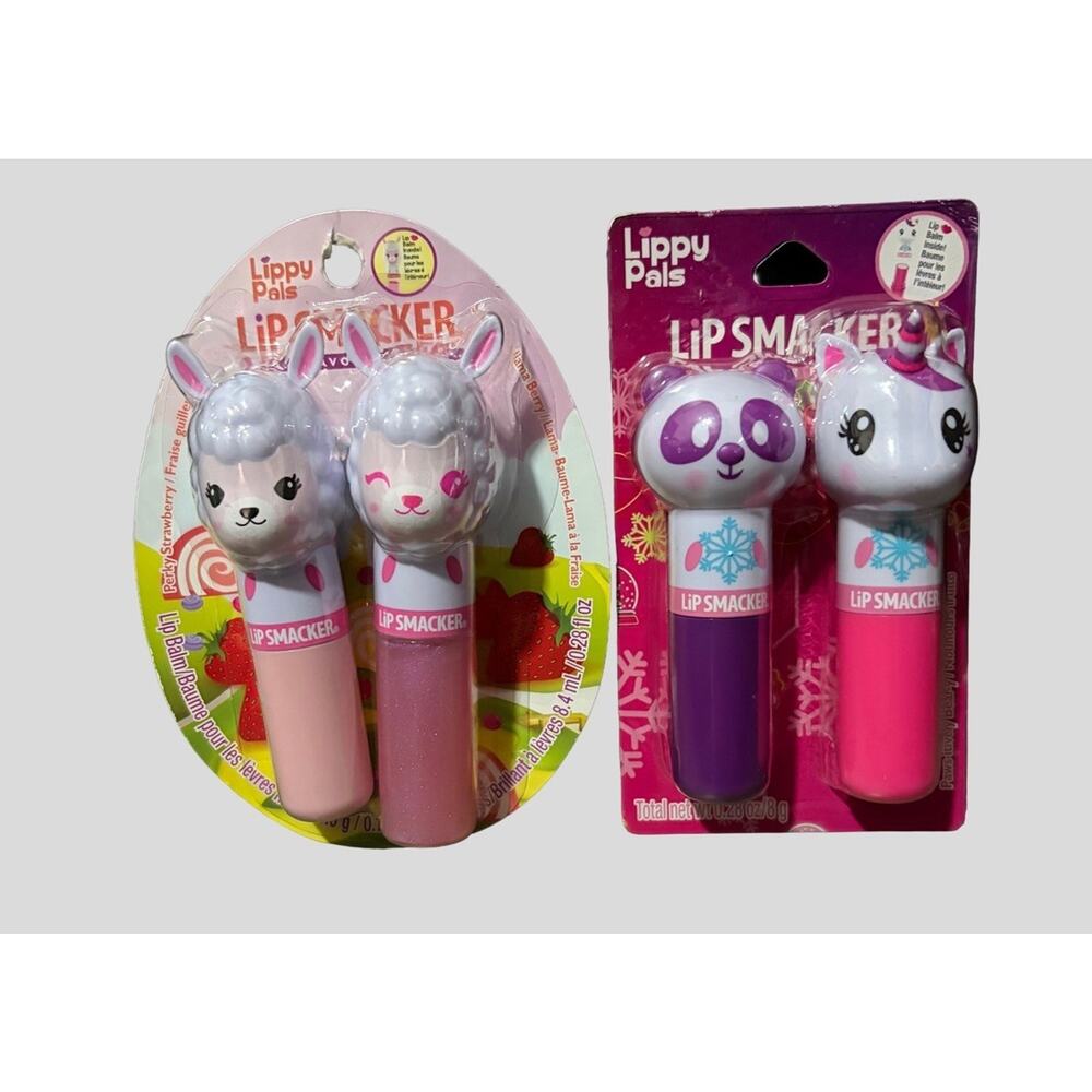 Lip Smacker Lippy Pals Bundle Panda Unicorn Llama Balm & Gloss Berry Strawberry